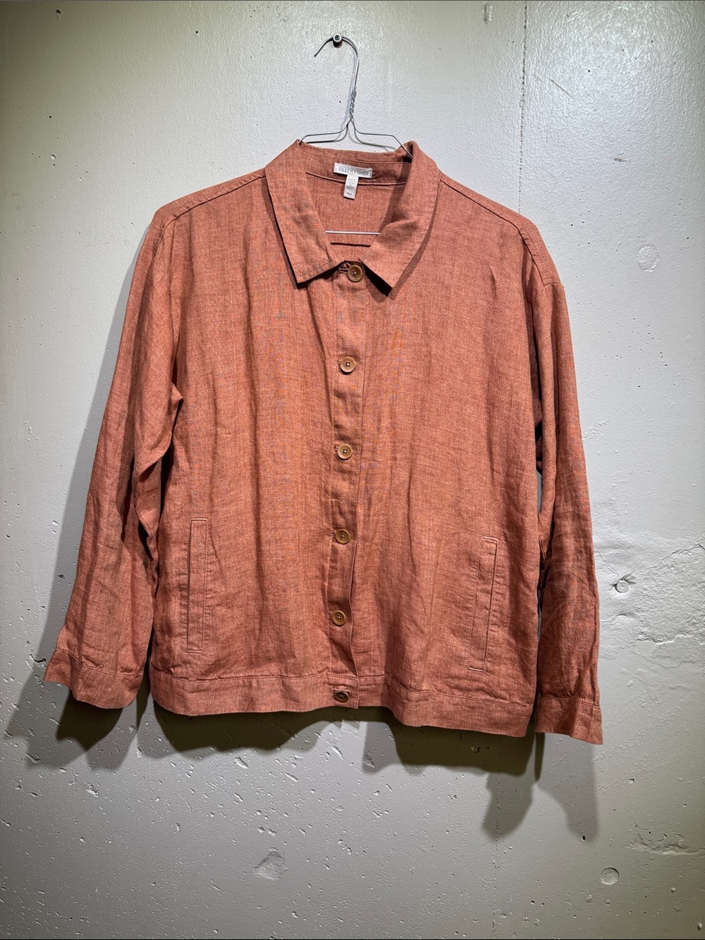 Eileen Fisher Linen V-Neck Top in Rust